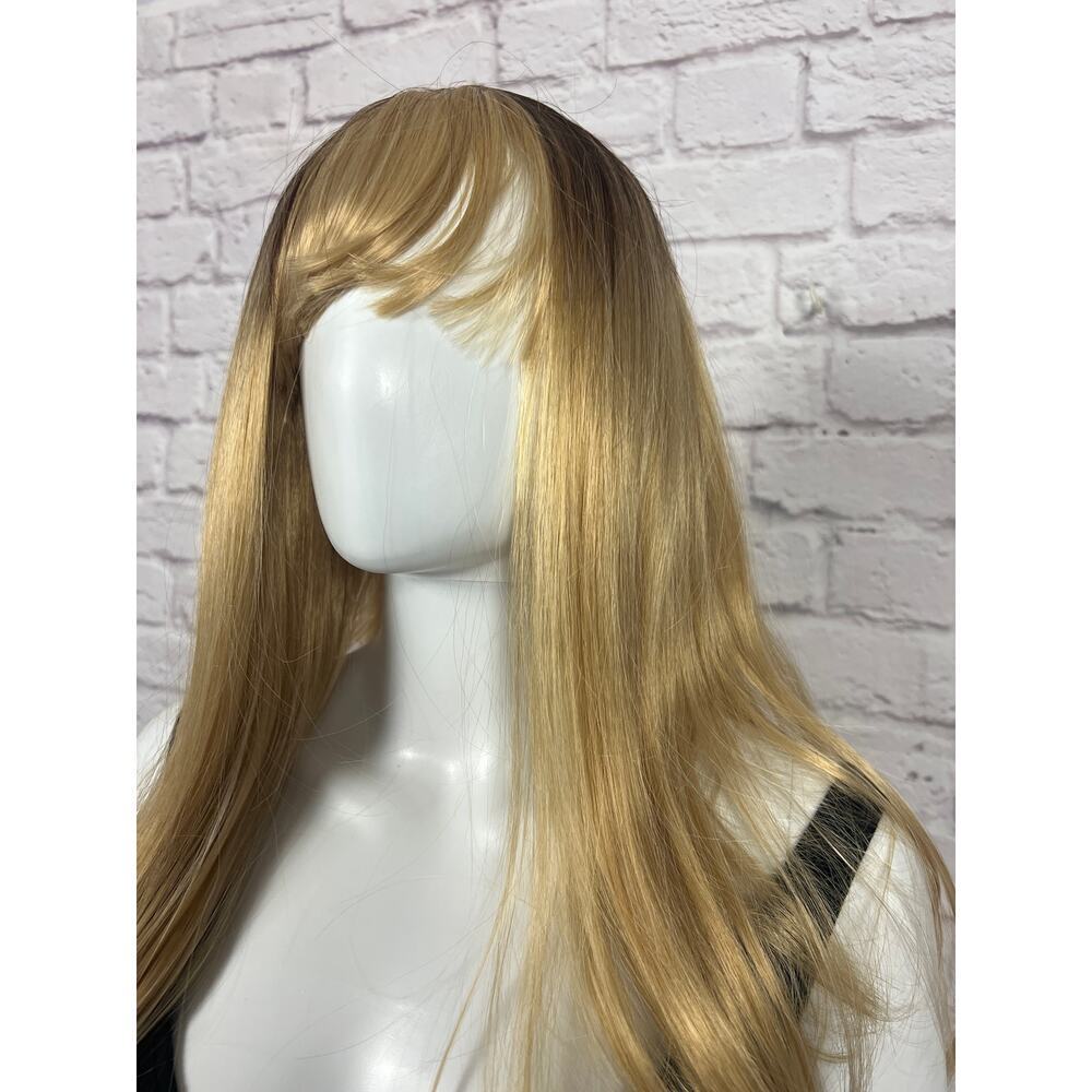 Honey Blonde and Medium Brown Side Bang Lace Front Wig - Picture 3 of 10
